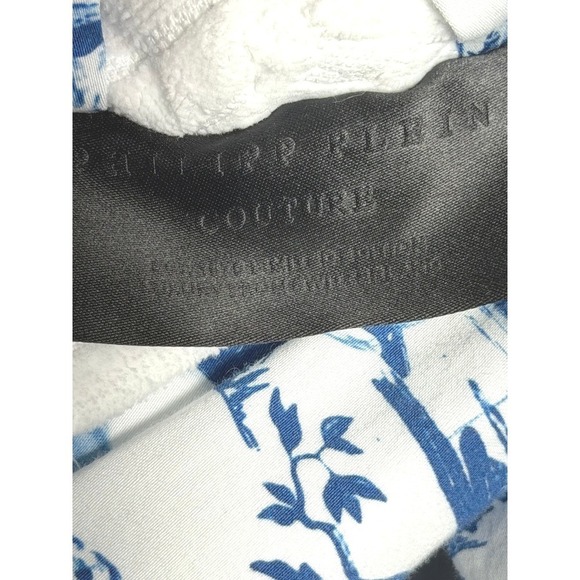 Couture Philipp Plein Bathrobe En Plein Air White Blue‎ 100% Cotton Small Luxury - Picture 7 of 14